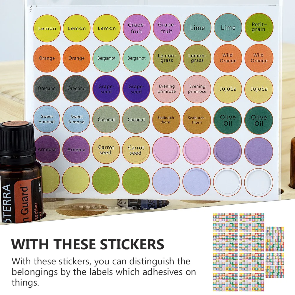 10 Pcs Essential Oil Stickers Labels for Bottles Jar Creative Round Rounded Tag Canned Decals Canning