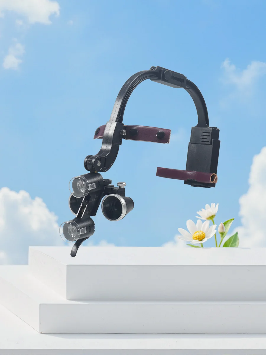 Fernglas-Zahnlupe, Vergrößerung, 2,5 x 3,5 x Einzelbatterie mit LED-Licht, chirurgischer Scheinwerfer für Zahnarzt, medizinische Lampe