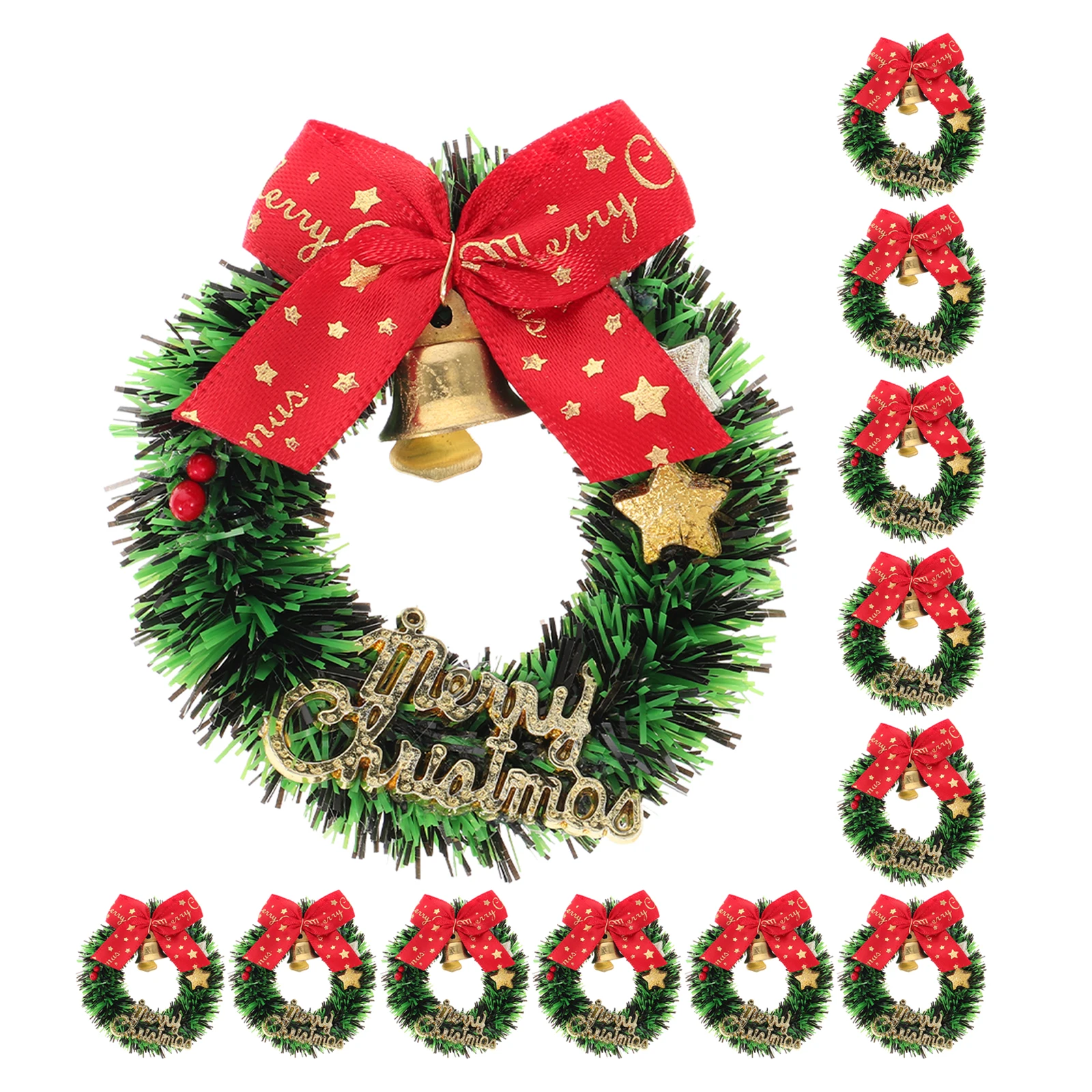 

16Pcs Mini Wreaths with Bow 6.5cm Festive Artificial Christmas Decorations for Indoor Home Door Wall Hanging Craft Supplies