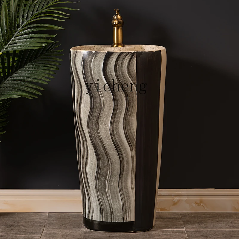 

B1 household balcony column washbasin ceramic integrated column basin hotel wash basin