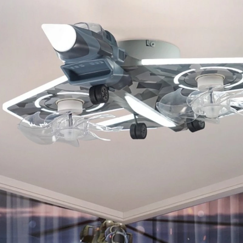 Fighter Aircraft Ceiling Fan Light Modern Creativity Ceiling Fans Kindergarten Children's Eye Protection Design Decor Chandelier
