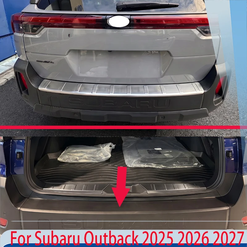 For Subaru Outback 2025 2026 2027 Stainless Steel Rear Bumper Protection Window Sill Outside Trunks Decorative Plate Pedal