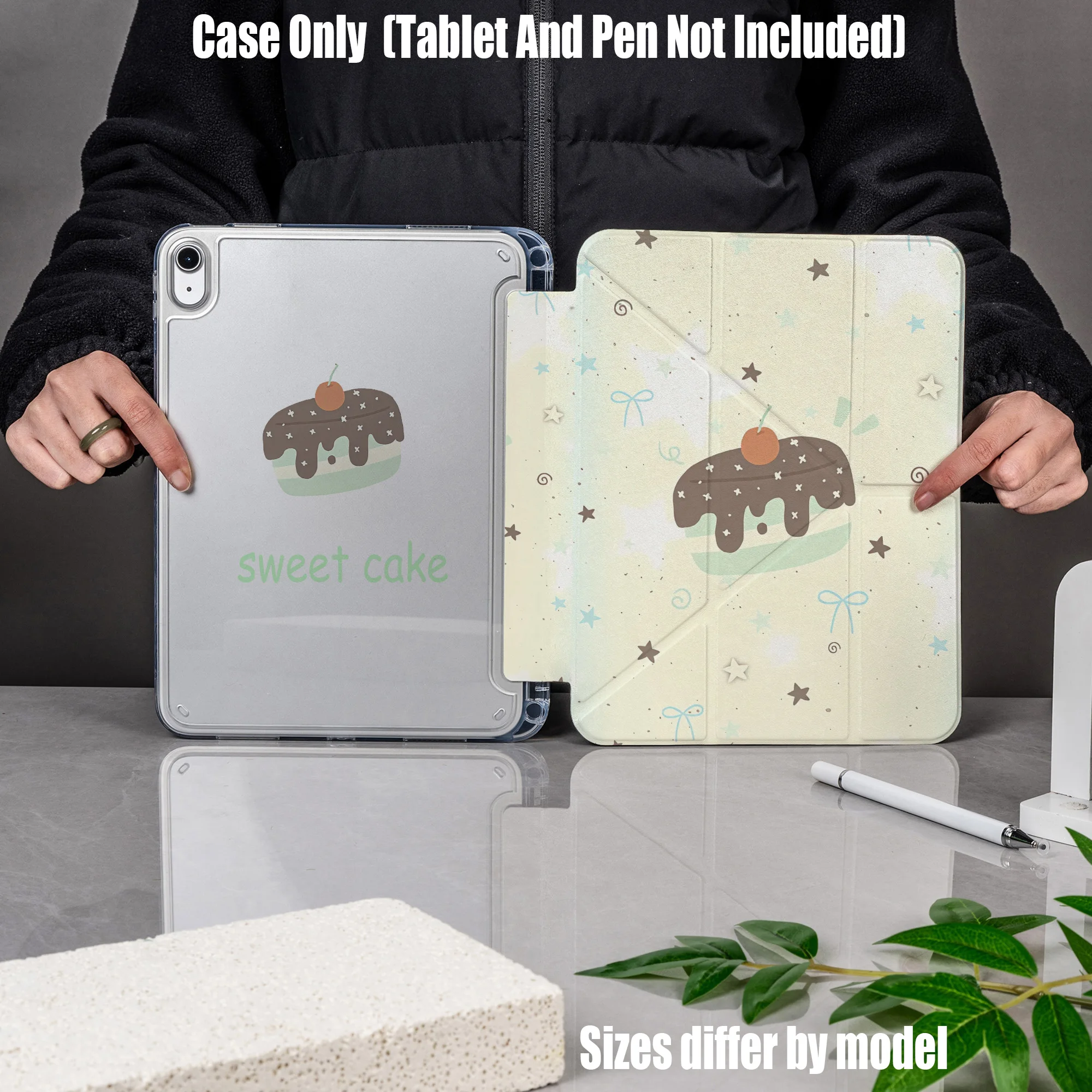 

Minimalist Y-Fold Acrylic Gray Delicate Heart Art Print iPad Case For Apple iPad Pro 12.9 Air 3 Mini 5 9th Gen Cover