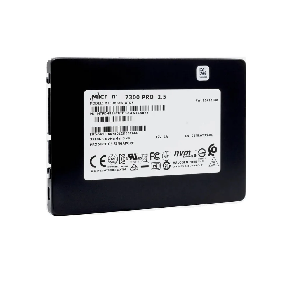 مستعمل Micrn 7300 Pro 3.84TB 3D TLC PCIe Gen3 x4 NVMe U.2 2.5 بوصة مركز بيانات SSD MTFDHBE3T8TDF Health 95%+