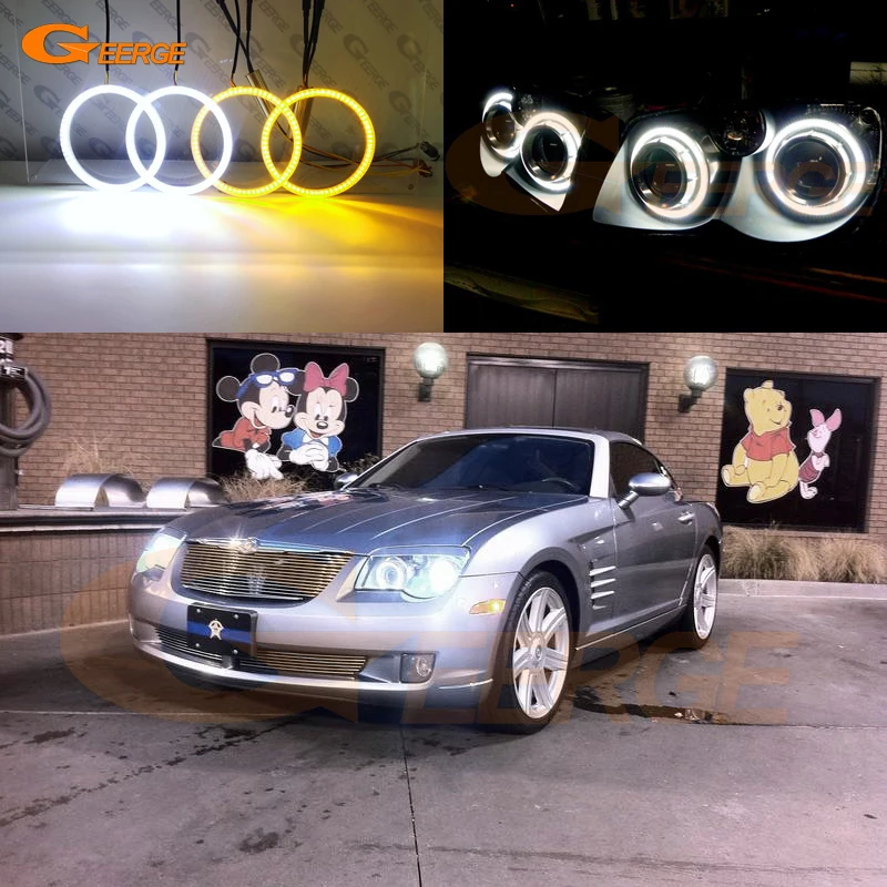 

Для Chrysler Crossfire 2004 2005 2006 2007 2008 ультра яркий A/W Switchback DRL указатель поворота светодиодный ангельские глазки комплект кольца Halo