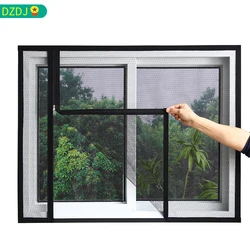 มุ้งกันยุงสำหรับหน้าต่างม่านประตูกันยุงสีดำขนาดกำหนดเองตาข่ายกรองแสงหลายขนาดพร้อมซิปมีแถบกาวในตัว