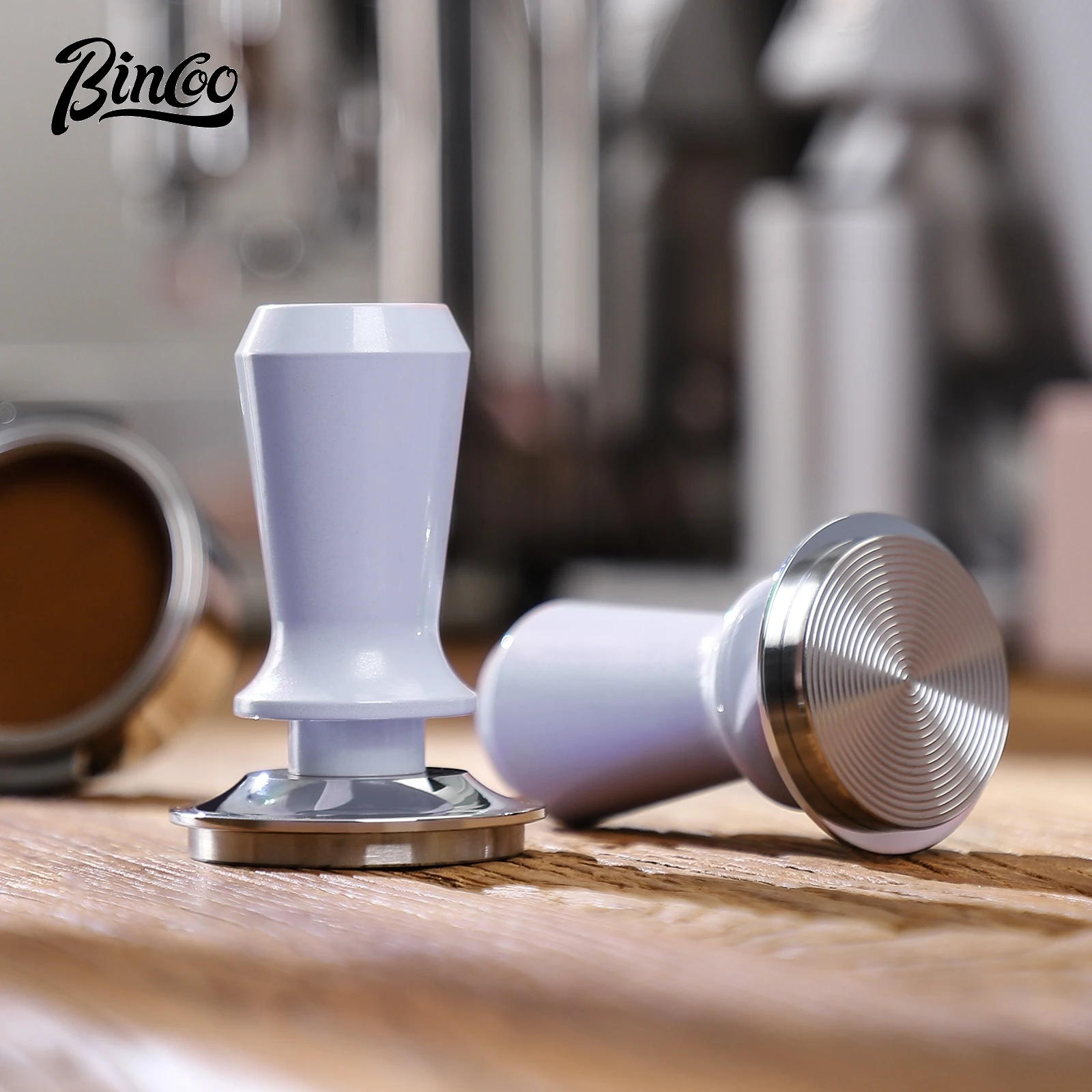 

Bincoo Premium Spring-Loaded Espresso Tamper 51mm/58mm Compatible Threaded Bottom with Pressure Technology Self-Leveling Base