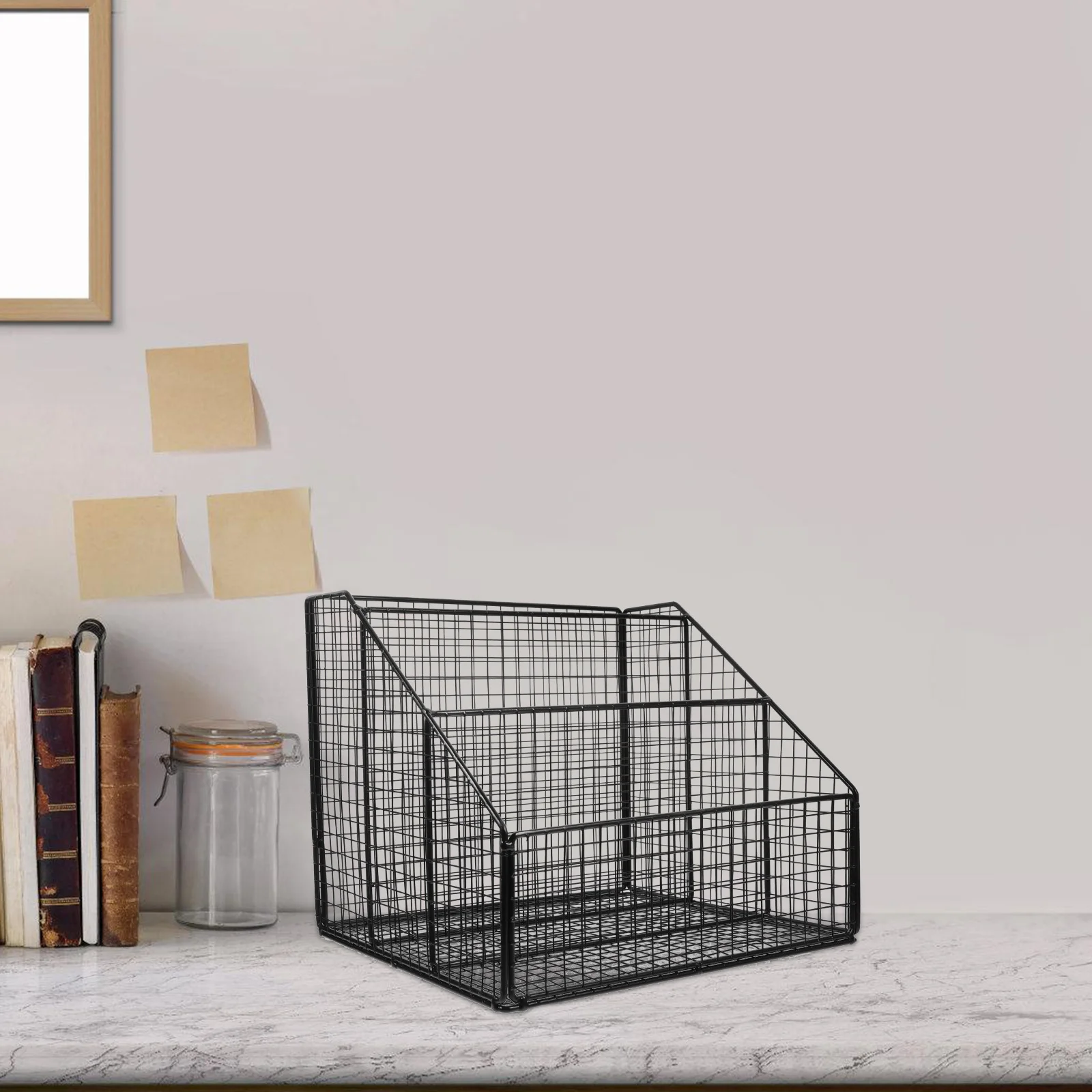 Magazine Holder Iron Desktop Book Rack Organizer for Office Home Bedroom Files Paper Folder Storage Shelf Desktop