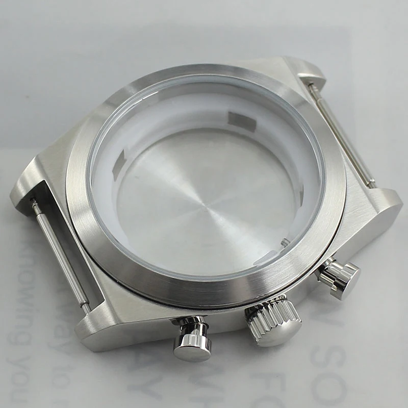 46mm Watch Case Brushed Polished Stainless Steel Watch Accessories Waterproof For Miyota OS00 Movement 37-38mm Dial Repair Parts
