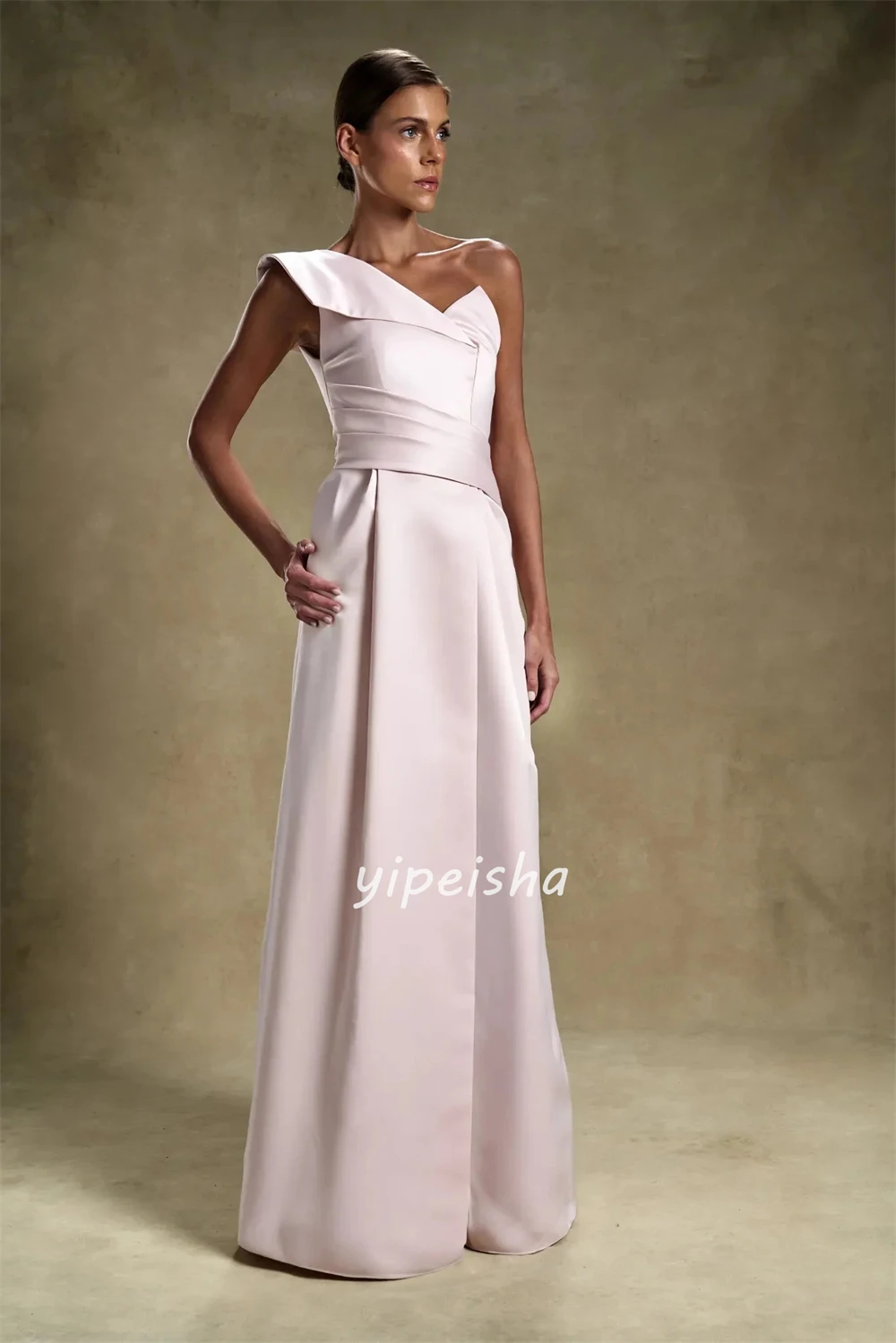 Простые классические драпированные трапециевидные платья трапециевидной формы с рюшами на одно плечо, длинные платья на заказ, платья для особых случаев, доступны размеры, современный стиль