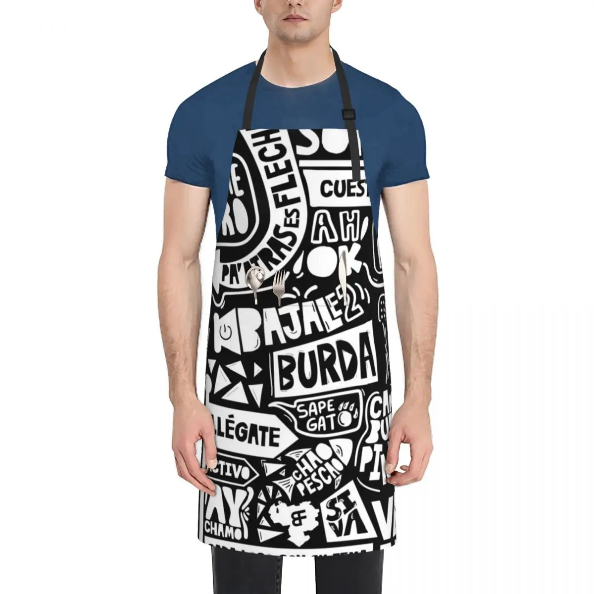 

(White) Mural More Venezuelan Than La Arepa Apron men's barbecue men japanese style Apron