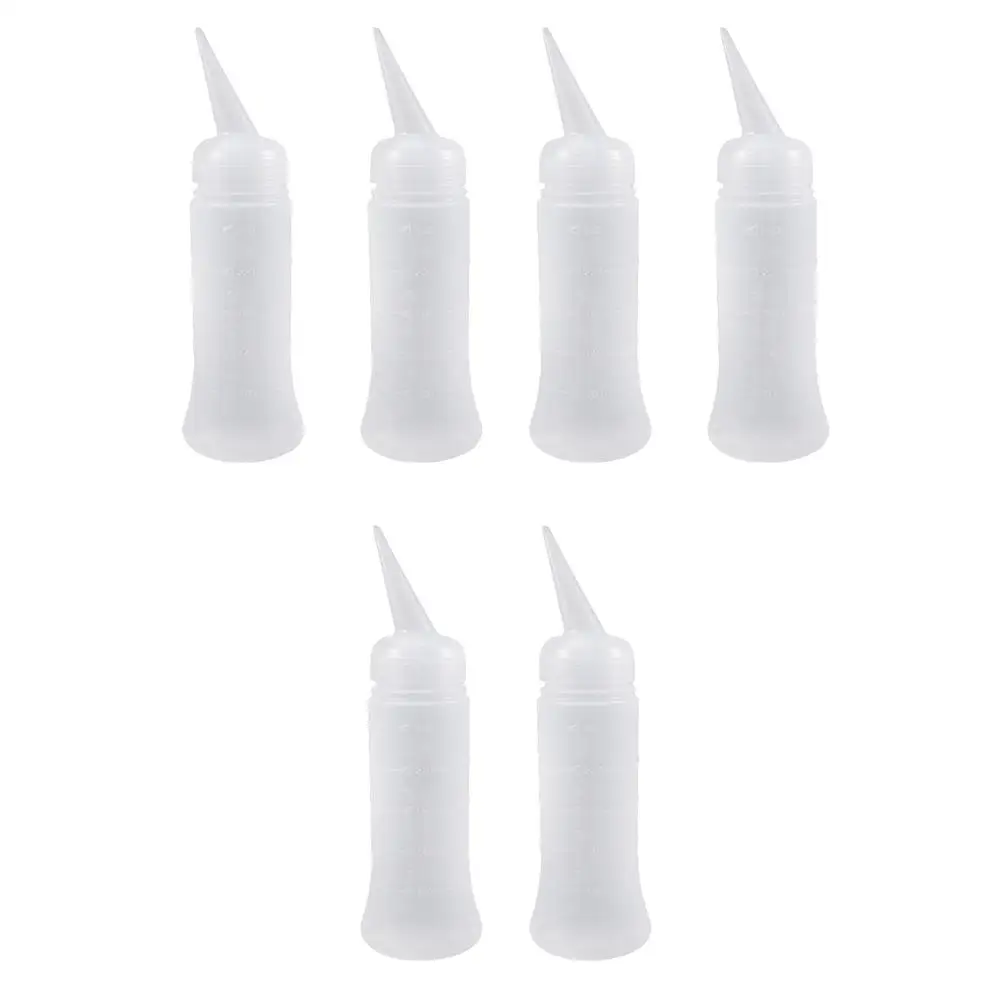 

6pcs Dry Cleaning Bottle Plastic Empty with Scale Hair Dye Refillable Squeeze Graduated Practical Long Lasting Reusable Lab