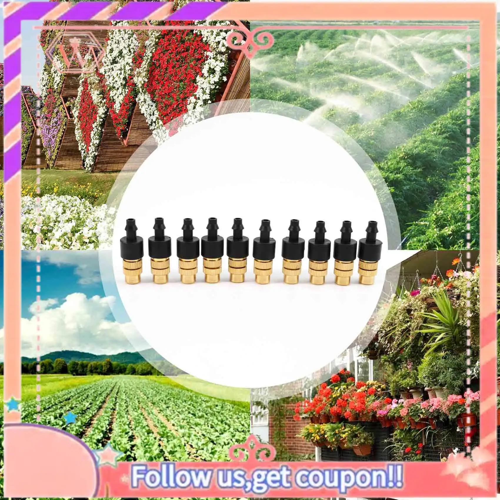 Upgraded 10 Pcs Adjustable Misting Nozzle For Gardening Sprinkle Brass Watering Sprinkler Sprayer For Irrigation System