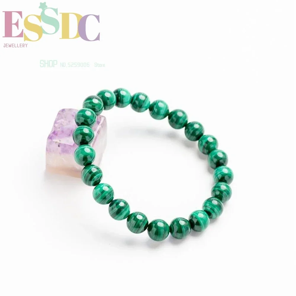 Natural Malachite Crystal Bracelet Women's Green Hand String Gift 8mm Original Stone Fashion Fine National Style Simple Retro