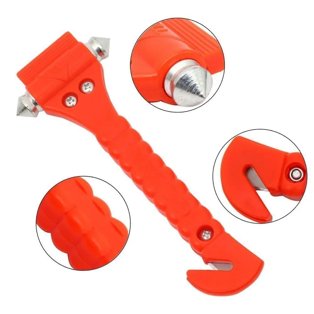 1PCS Survival Safety Hammer Camping Driving Car Seat Belt Cutter Emergency Escape Hammer to Break Window Glass RED