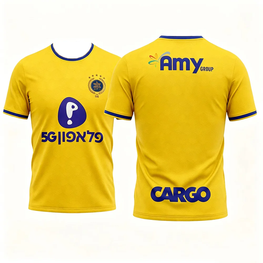 Maccabi Tel Aviv 26-27 Trikot, moderner Trend, Fußballfans, Erwachsene, Kinder, Freizeit-T-Shirt, Sommer, atmungsaktiv, weich, bequem, stilvoll – Detail 1