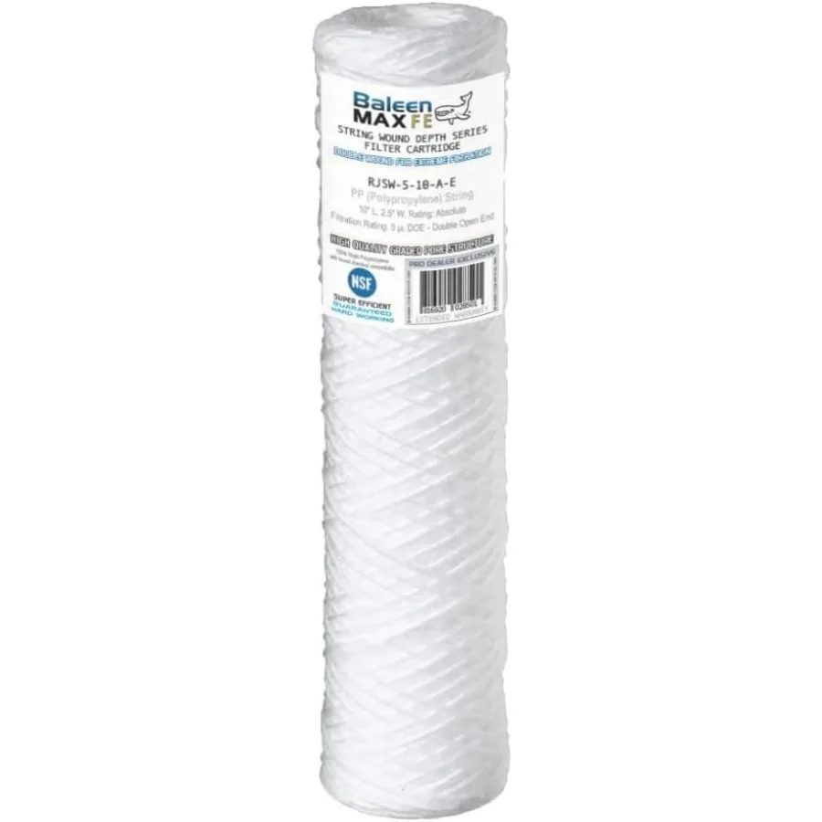 

10 x 2.5 5 Micron String Wound Sediment Filter Cartridge for Home Water Purifier White High Efficiency 25 Pack