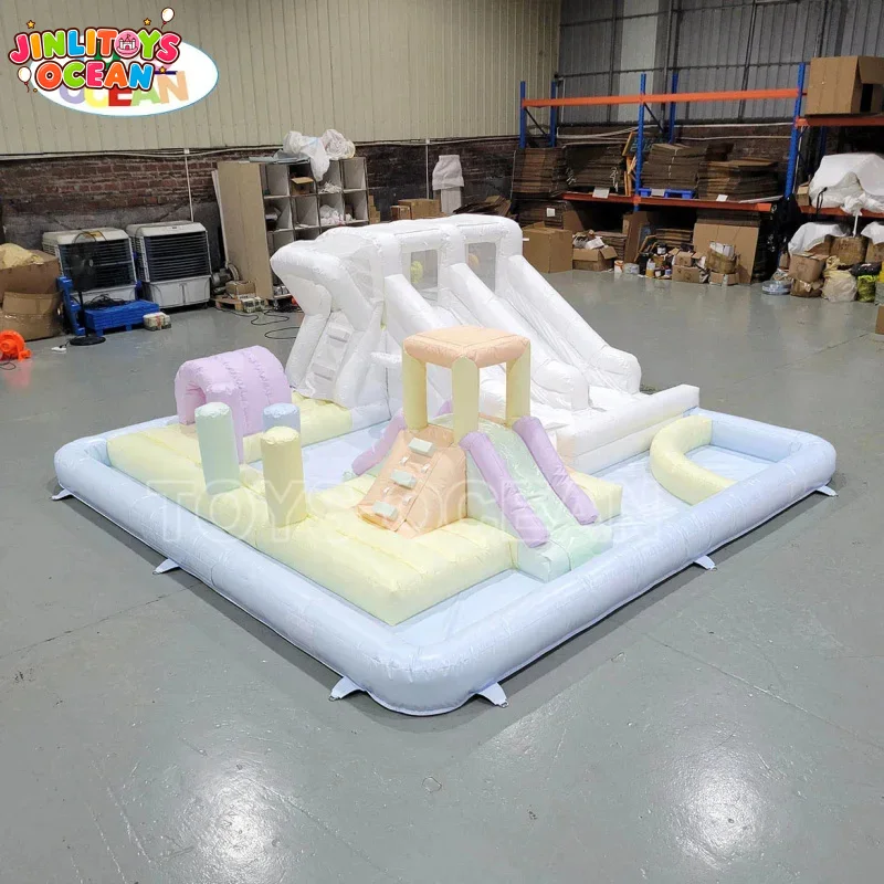 Top Deals Summer Kids Inflatable Splash Pad PVC Toy Water Park Trampoline Slide Pool