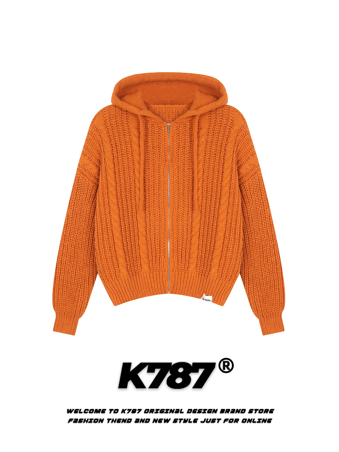 

Вязаная шапка-свитер K787 в американском стиле для мужчин и женщин, повседневная, оранжевая, вязаная куртка-кардиган, осенняя, теплая, с длинными рукавами