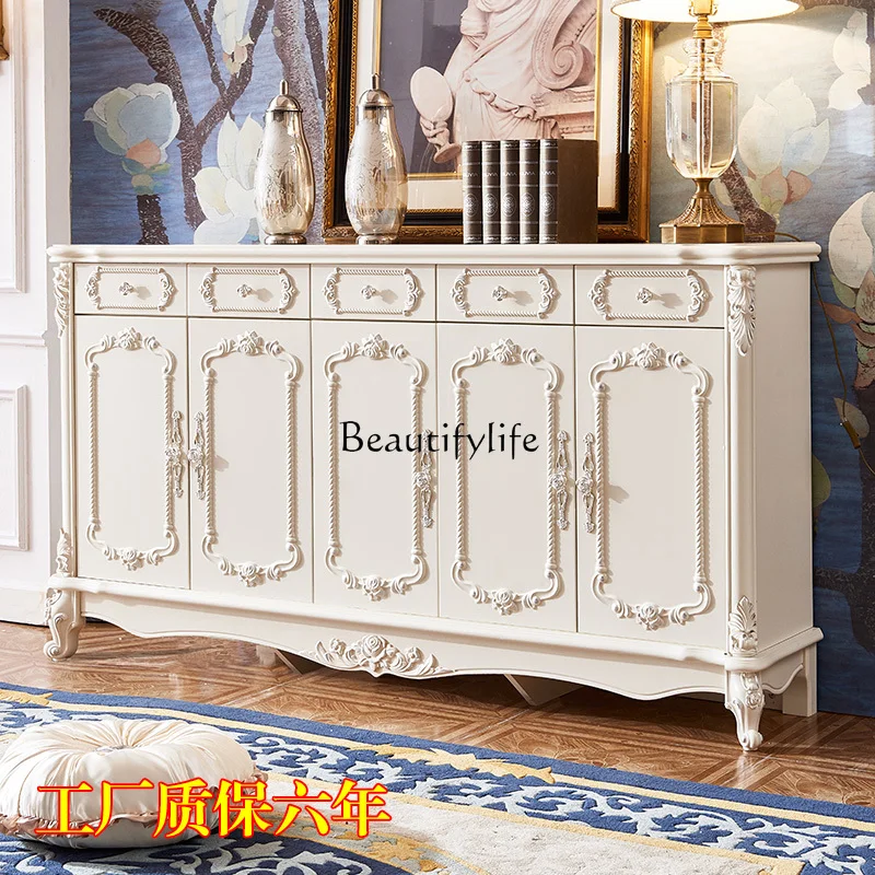 European shoe cabinet white engraved luxury entrance foyer cabinet assembly simple European large capacity