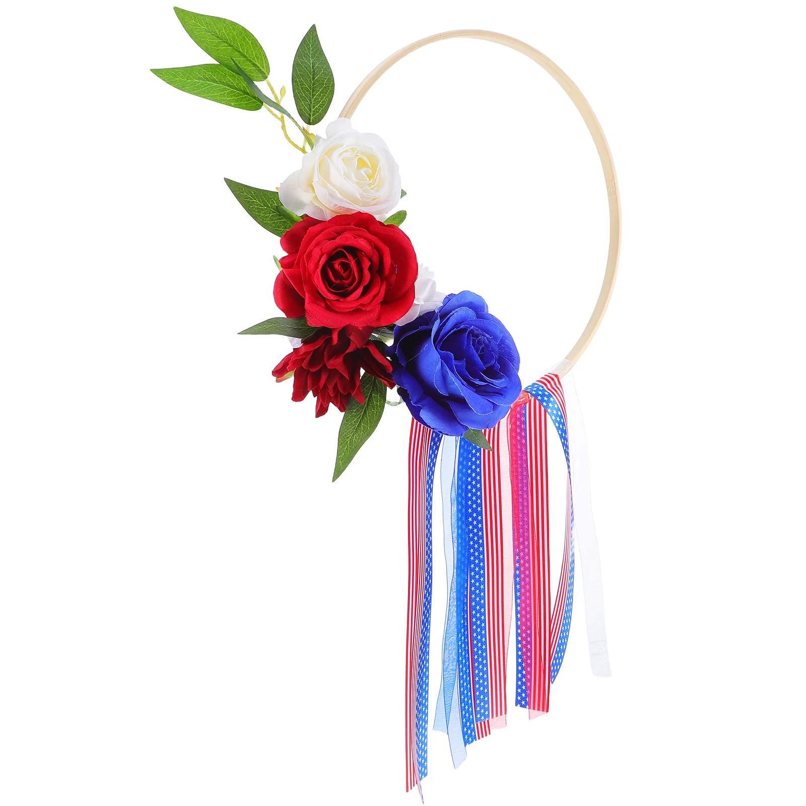 

Independence Day Wreath Patriotic Artificial Flower Decor Red White Ring Door Wall Hanging Outdoor Indoor July 4th