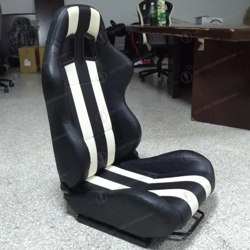 Modified Car Seat White Trim Dual Slide Rail Adjustable PVC Sport Seat Universal