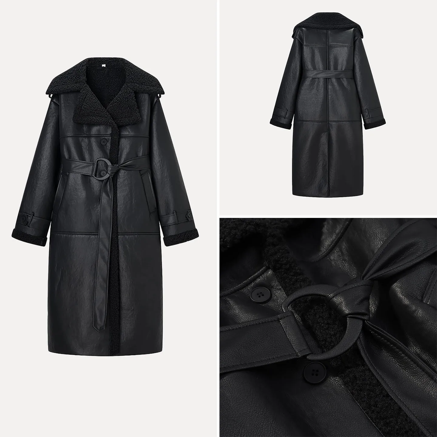 

Z Long Coat Autumn 2025 Women's Faion Personali Temperament Warm Collar Stand up Daily Wear Leather Jaet