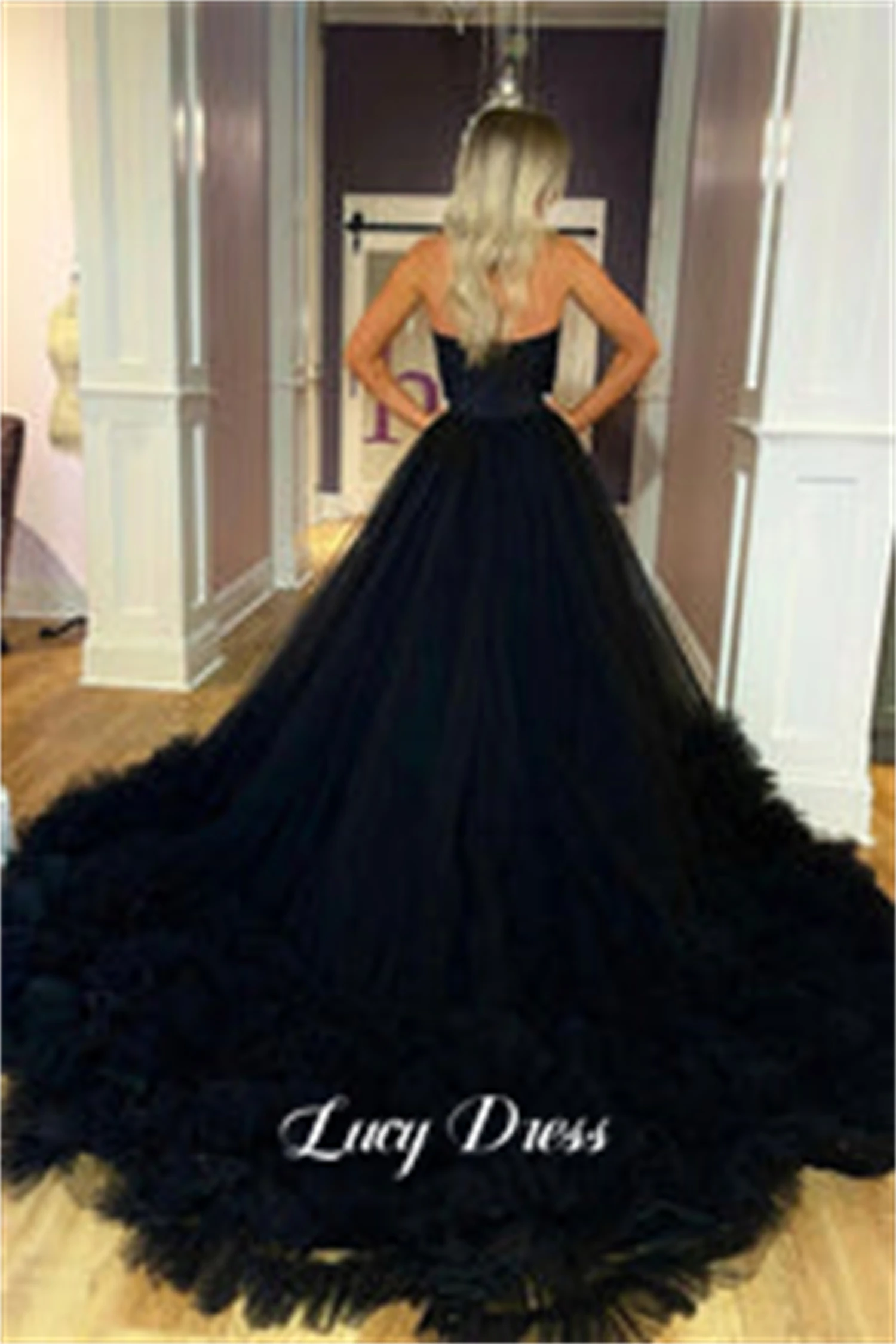 Lucy Wedding Party Dress Special Occasion Dresses Fluffy Black Evening Robes De Cocktail Ball Gowns Prom Customized فساتين سهرة