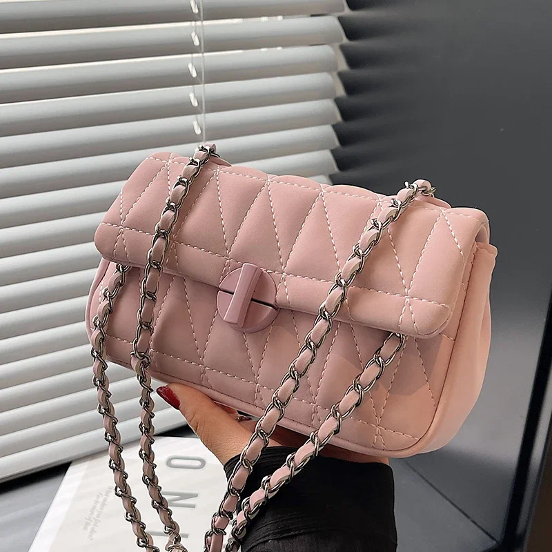 Bag for Women Korean Fashion Chain Small Square Bag High Quality PU Leather Purse and Handbag Full Match Crossbody Bags Bolsos