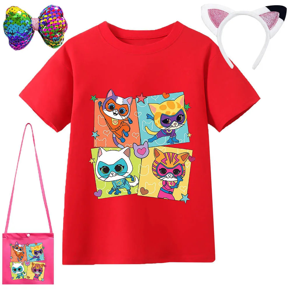 T-shirt à manches courtes en coton pour enfants, ensemble de 4 pièces, jeu Wish Asha Super Kitties, grill, bébé enfant, tout-petits filles, Y-2 ~ 12 ans