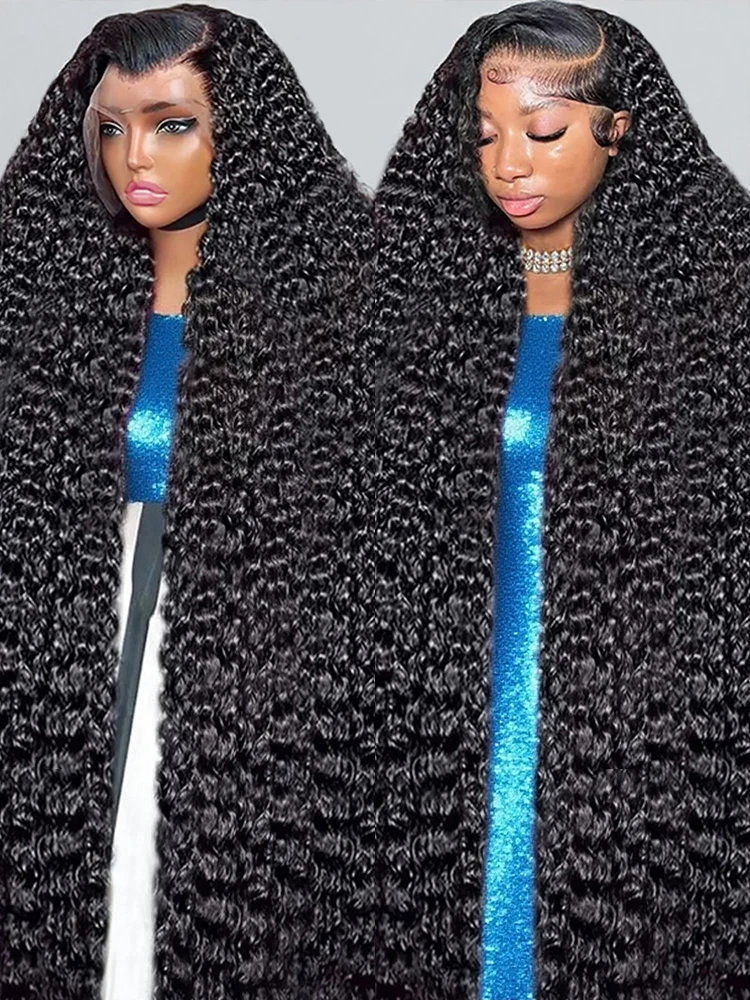 40 46Inch Glueless Water Curly Lace Front Human Hair Wig For Women PrePlucked Transparent Deep Wave Frontal Wig 13x6 Hd Lace Wig