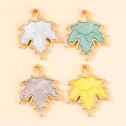 10Pcs 4 Colors New Enamel Maple Leaf Charm 19*24mm Pendant For DIY Necklace Earrings Keychain Jewelry Findings Making Wholesale