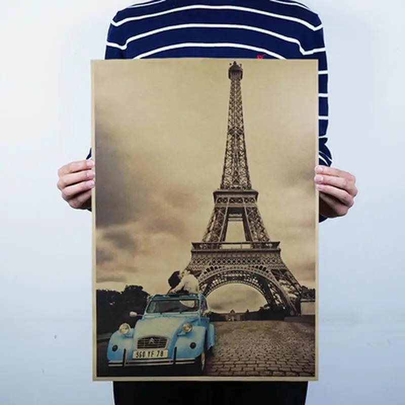 Paris Eiffel Tower Nostalgia Kraft Paper Bar Cafe Poster Retro Poster Decorative