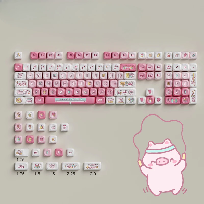 

Fitness Pig Pig Theme Sublimation PBT Keycap OQO Highly Cute Girl Powder Mechanical Keyboard Special