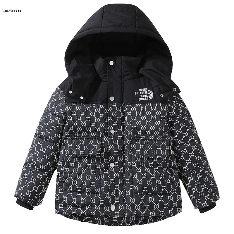 

OASHTH Children down jacket winter new boys and girls thick long warm coat windproof waterproof clothes
