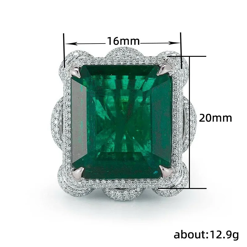 Vintage Lab Emerald Diamond Ring 14K White Gold Party Wedding Band Rings for Women Men fidanzamento Jewelry Gift