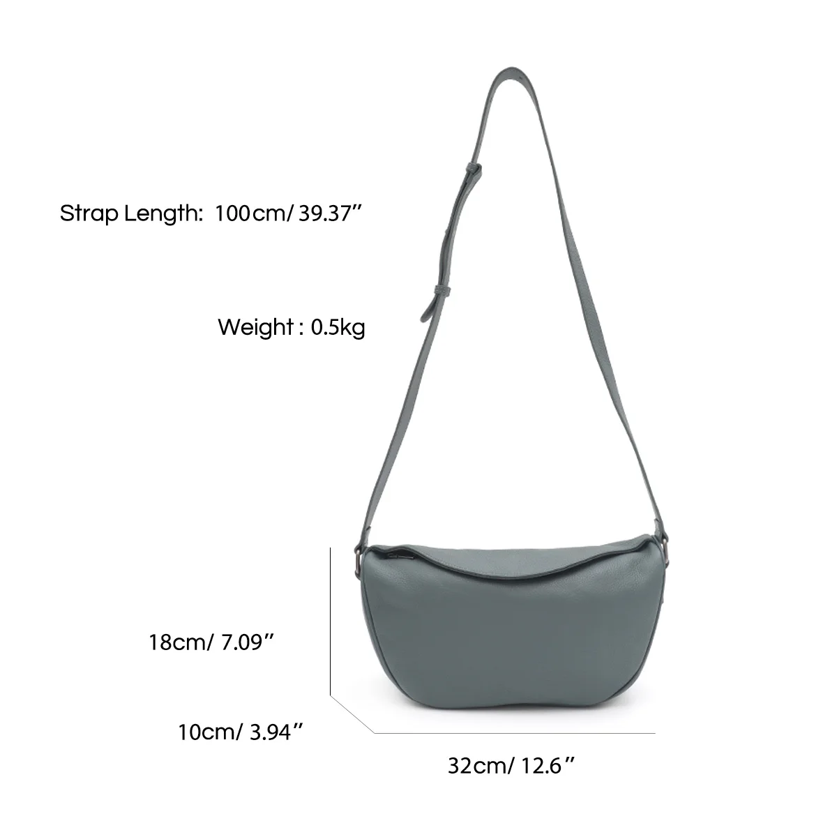 SC Real Leather Shoulder Bag for Women Solid Color Large Capacity Flap Half moon Cross body Purse Casual Daily Handbag Versatile