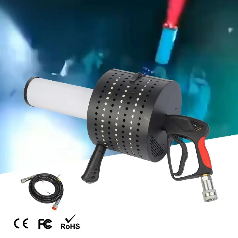 RGB Battery LED Full Color CO2 Confetti Cannon 150W Manual Control Stage Equipment Handheld Fog Machine Gun