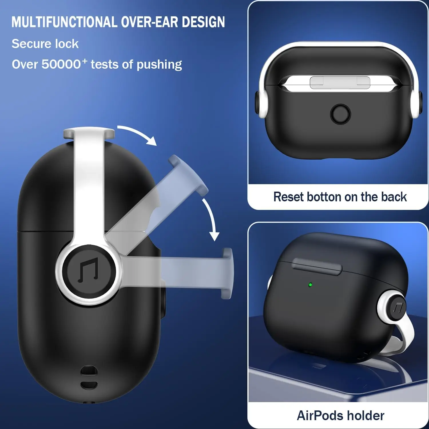 Fibbia di bloccaggio della staffa per Airpods 4th/Pro 2 air pods Cover Custodia protettiva per auricolari Bluetooth con penna pulita per Airpods 4th Cover