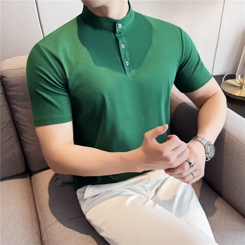 

Comfortable 70% Cotton Henley Collar Short-Sleeve T-Shirt for Men - Slim Fit Polo M-4XL