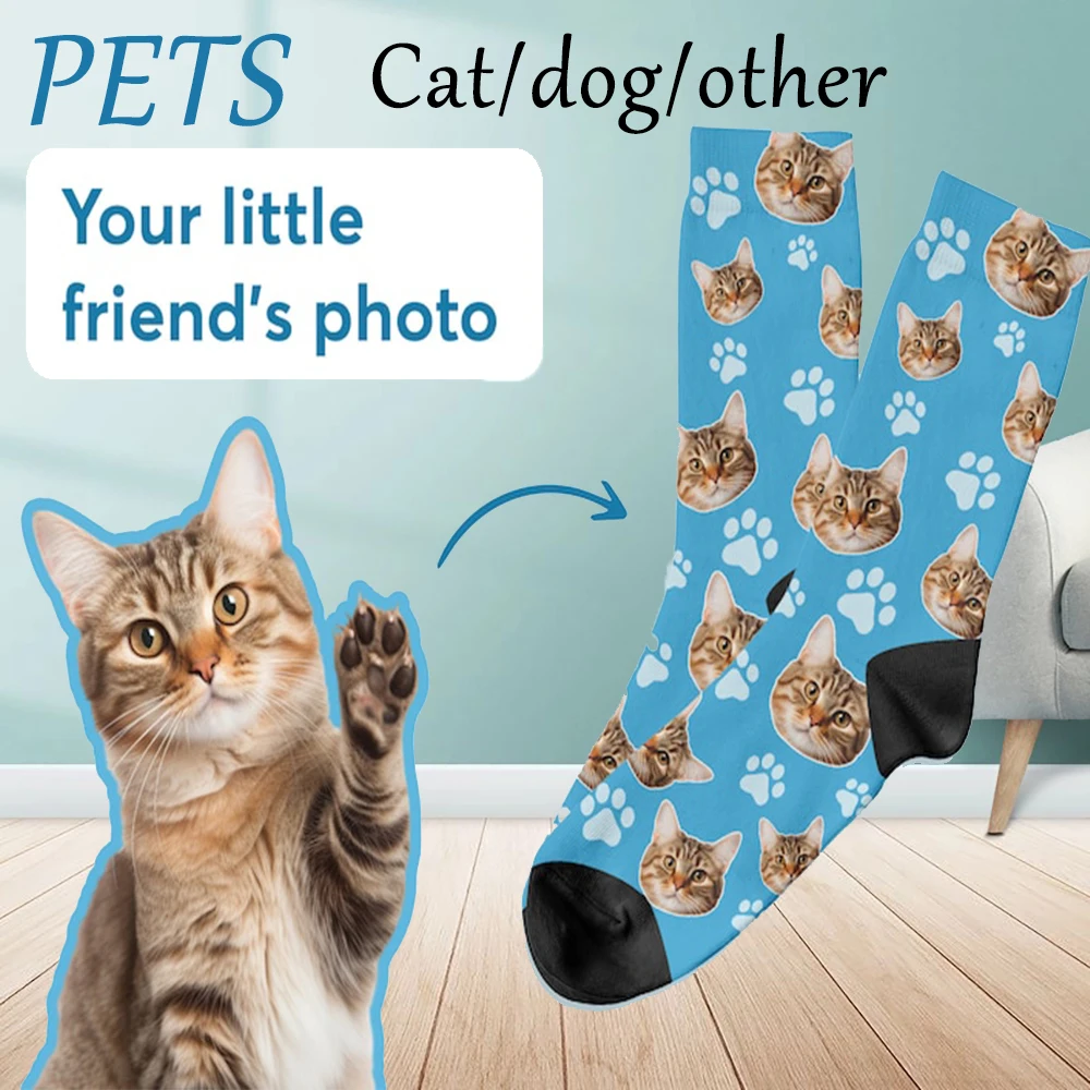 

Customized pet face socks 3d printing your cat/dog casual long socks fun novelty DIY men's and women's socks gifts