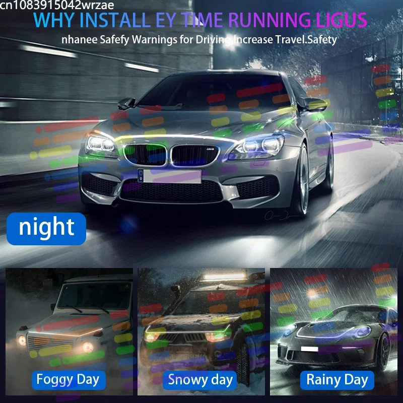 

1.2M Monochrome LED Daytime Runn Lights Meteor style Scann Startup Effect Hood Decorative Lighting ACC-Linked Hood Ambient Light