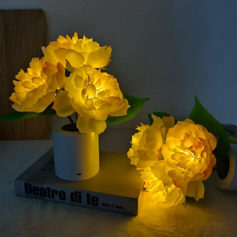 Artificial Sunflower Besides Lamp LED Decorative Peony Night Lamp Korean  Ins Creative Night Light for Kids Children Girlfriend