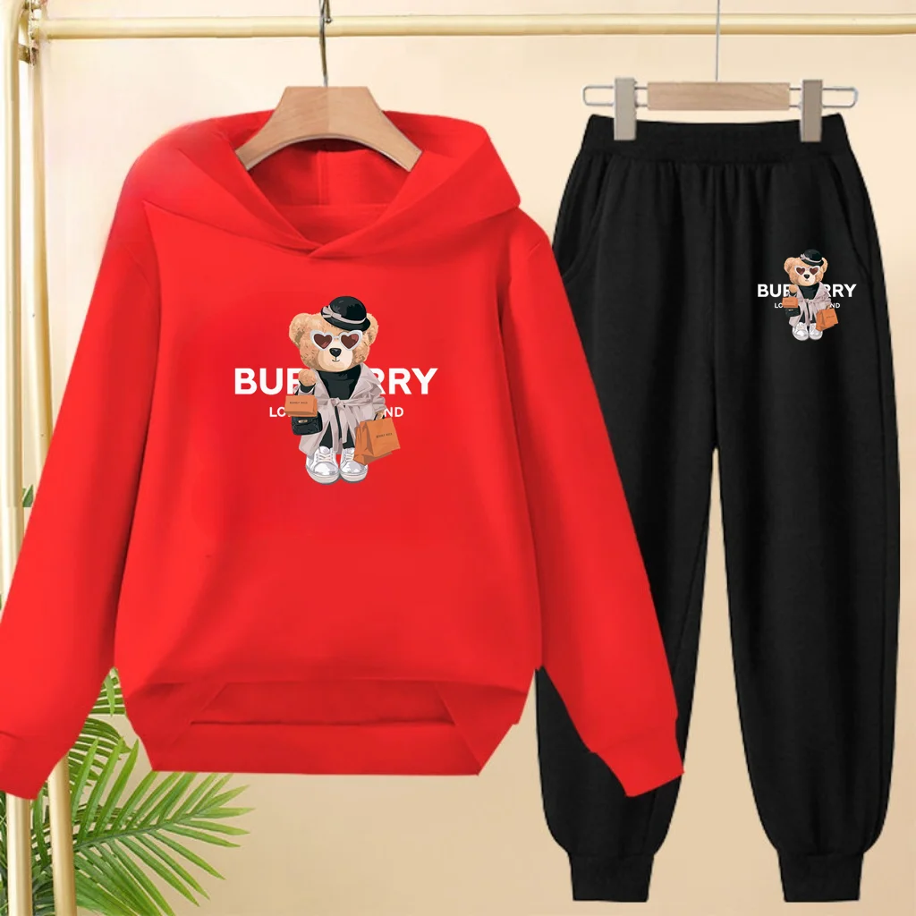 

Kids Gift Boys Girls Clothing Cute Cartoon Bear Print Hoodie Casual Sportswear+pants 2P Beautiful Girls Clothes Sunny Sports Set