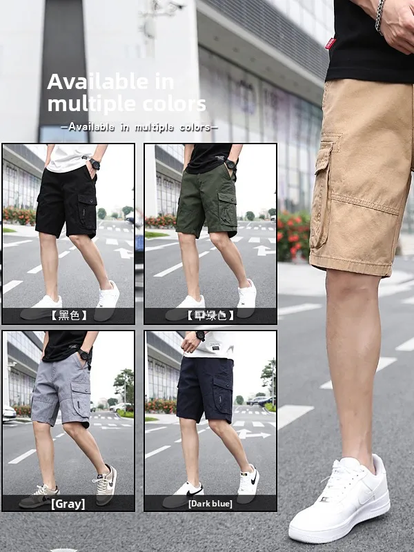 

Новые летние мужские шорты из чистого хлопка, повседневные, свободные, с множеством карманов, винтажные, длиной до колена, дышащие, комфортные