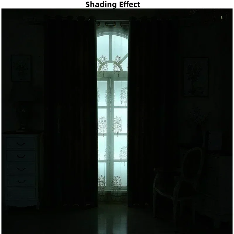 

Custom size European Blackout Curtain for Living Room Tulle Bedroom Cotton Linen Jacquard Sheer Simple Fresh Fortune Tree Print