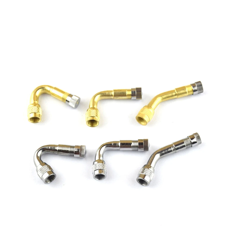 

4pcs 90 Degree Brass Air Tyre Stem Extension Adapter For Car Truck Motorcycle With Metal Dust Cap Durable Sealing Easy