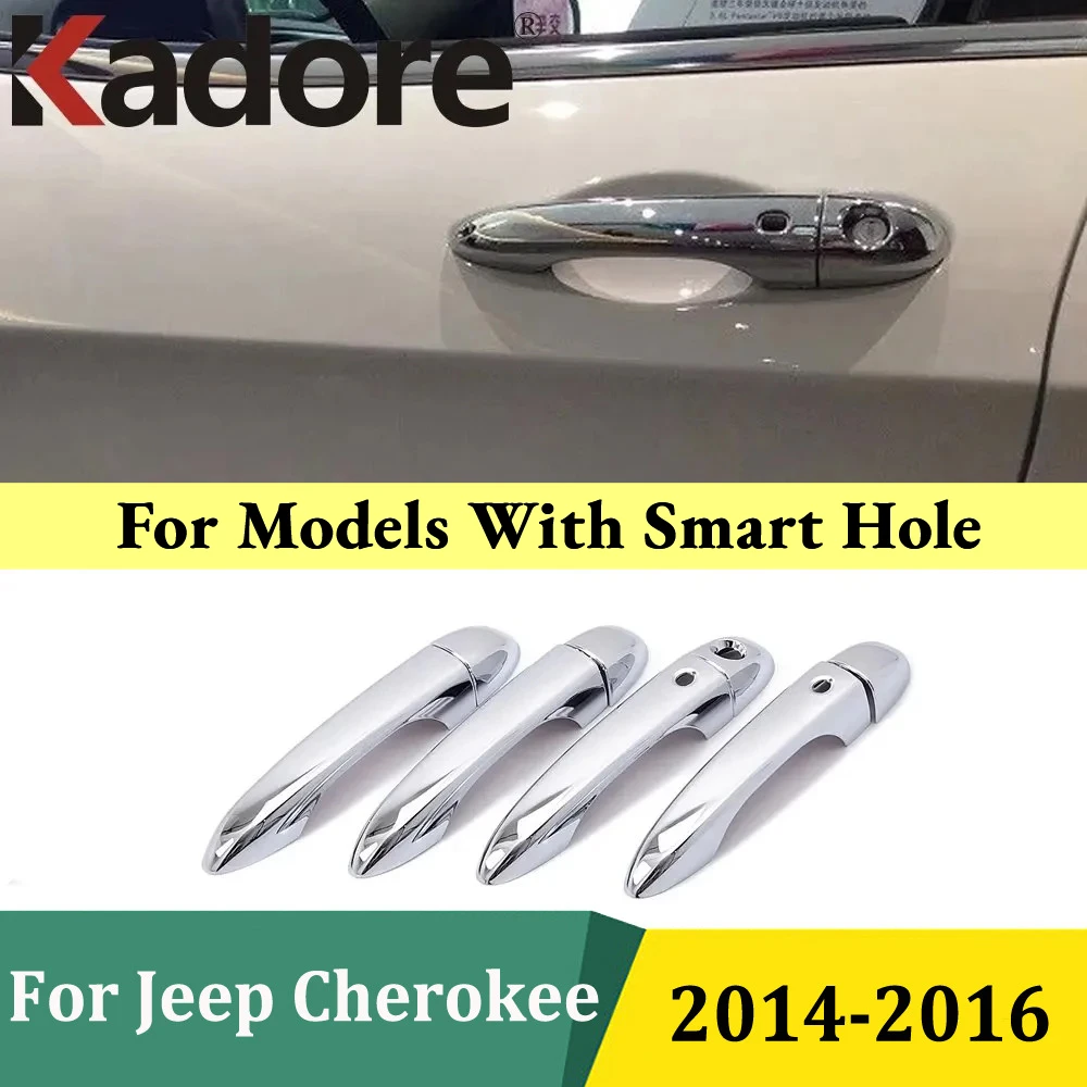 ل جيب شيروكي 2014 2015 2016 كروم الجانب غطاء مقبض الباب ملصق الكسوة اكسسوارات السيارات التصميم الخارجي