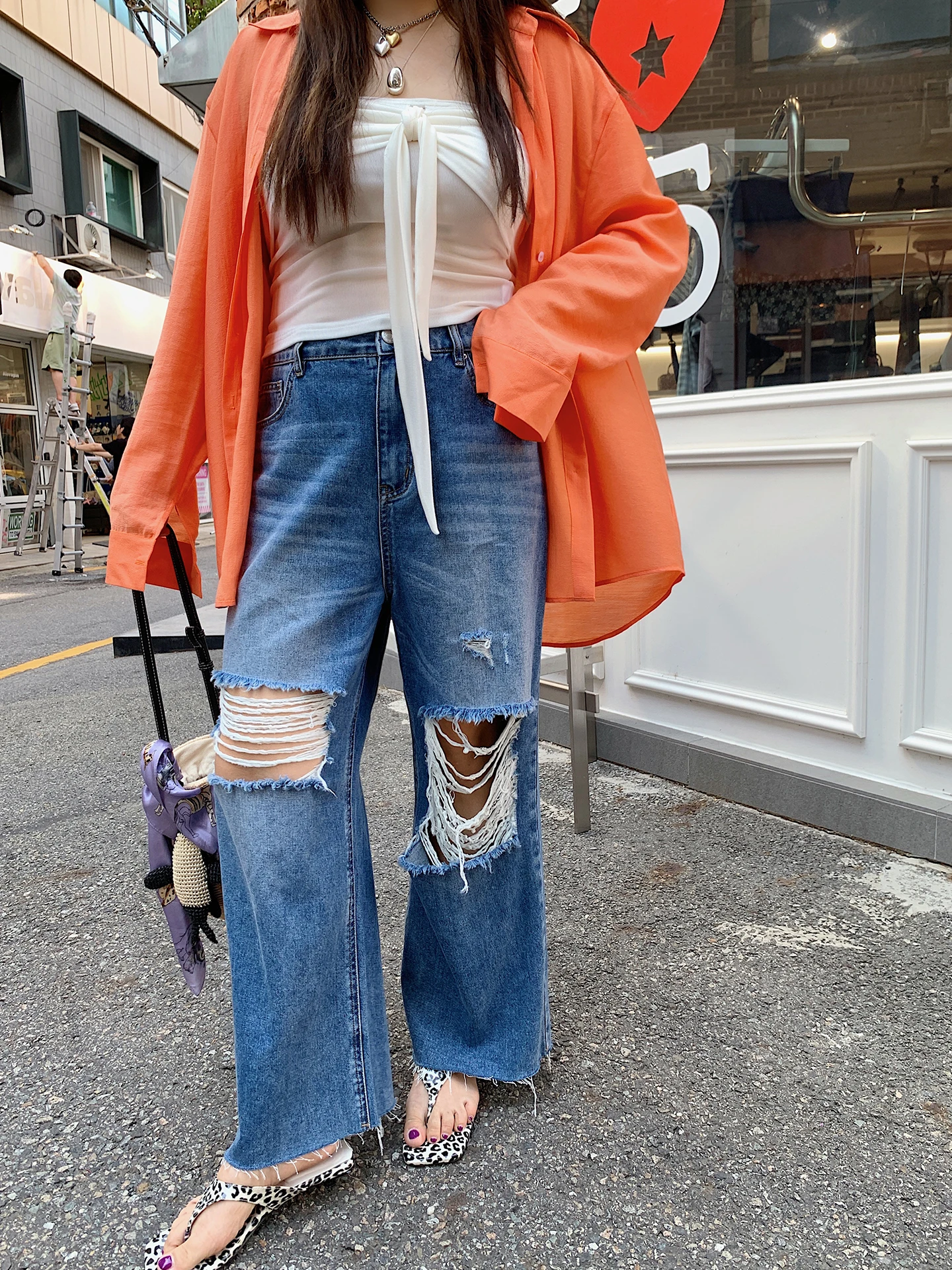 

Женские джинсы Dazi прямого кроя с высокой талией на молнии, повседневные, летние, новые, больших размеров, синие, из денима, с дизайном «рваные дыры»