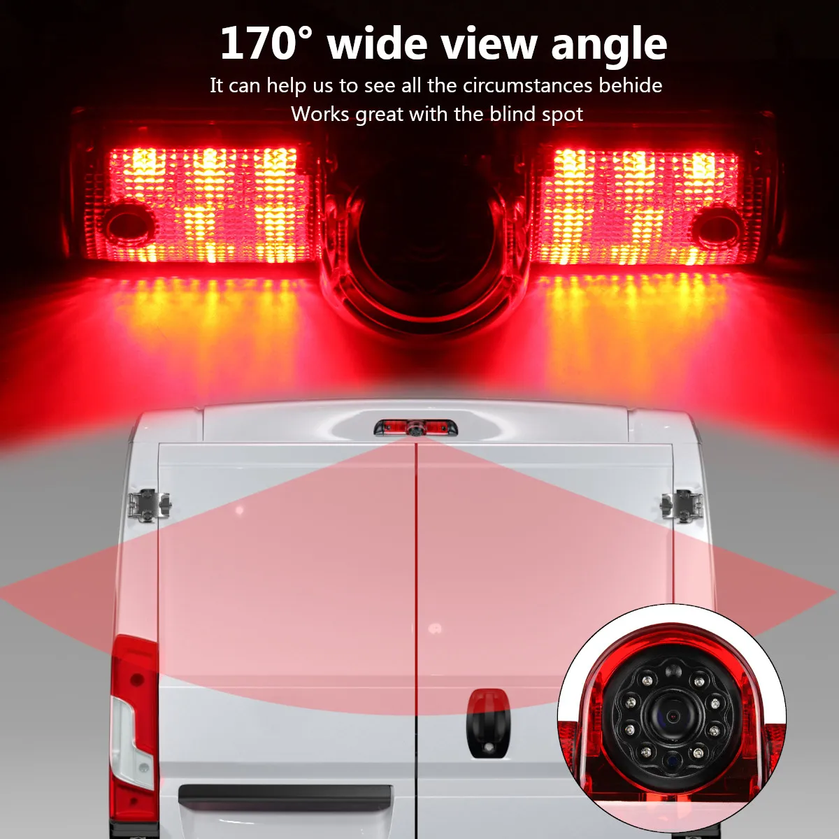 E9 HD 720P Stop lights for Fiat Ducato Citroen Jumper Relay Peugeot Boxer 2006-2019,3rd Brake Light Rear View Night Vison Camera